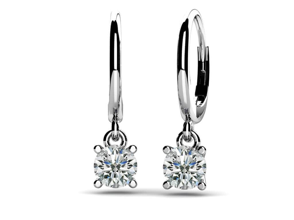 Classic Four Prong Diamond Drop Earrings Diamond with 0.24 ct.(finished) 3.2mm